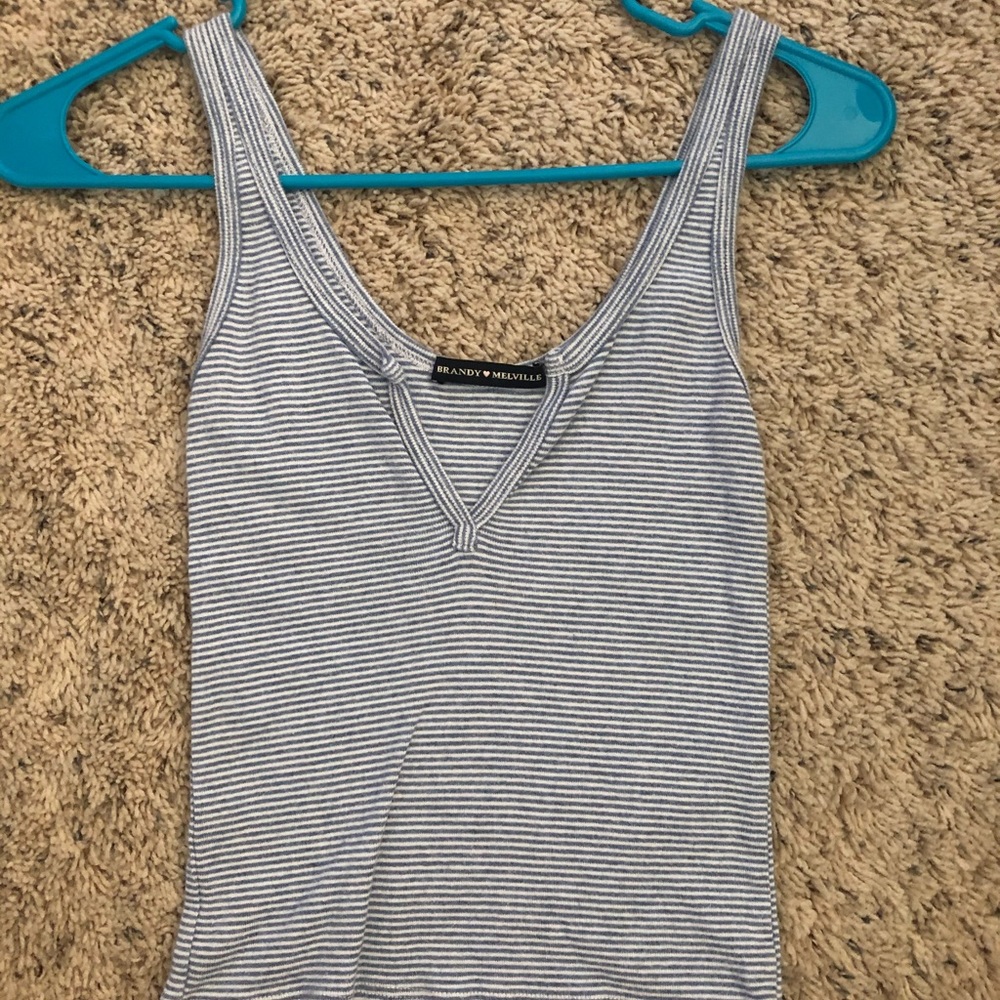 Brandy Melville blue and white striped tank top